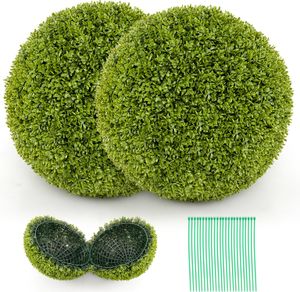COSTWAY 2er bukszpan kula 40cm, bukszpan kula odporny na promieniowanie UV, topiary sztuczna roślina dekoracyjna, bukszpan kula, kula dekoracyjna rośliny zielone