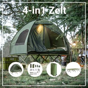 SoBuy® Feldbett,4in1-Zelt mit Campingliege,Schlafsack,2 Personen,OGS32-L-GR