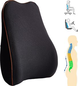 Rückenstützkissen Rückenkissen Ergonomisches Lendenkissen für Bürostuhl Gedächtnis Schaum Stützkissen Rücken Kissen Schwarz