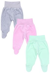 TupTam Mädchen Nicki Baby-Hose mit Fuß 3er Pack, Farbe: Rosa / Mintgrün / Grau, Größe: 80