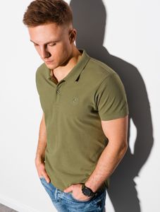 Ombre Herren Poloshirt T-shirt Polo Top Polohemd Kragen Kurzarm Einfarbig Casual Sportlisch Modish für Männer 100% Baumwolle 16 Farben S-XXL Olive M