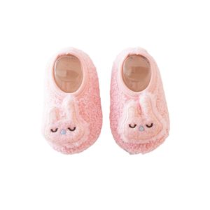Mädchen Jungen Hausschuhe Krippeschuh Weiche Sohle Fleece Schuhe Boden Socken Slip On  Rosa Kaninchen,Größe:EU 22
