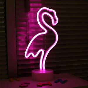 NEON LED Licht, dekorative Stand-Leuchte, Pelikan pink, ca. 29,5 x 13 x 8,5 cm