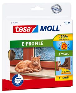 tesamoll Fensterdichtung selbstklebend (1 x 10 m) - E-Profil: 9mm x 4 mm - braun