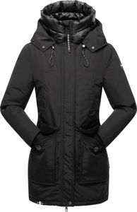 Navahoo Blizzardstorm Warmer Damen Herbst Wintermantel mit Kapuze Parka Übergangsjacke Winterjacke Vegan Schwarz Gr. 38 - M
