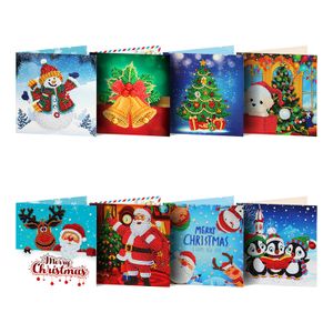 16PCS Weihnachtskarten Diamant Malerei Grußkarten mit Umschlägen, 8 Grußkarten + 8 Umschläge Weihnachten Karten, Diamond Painting(#03)