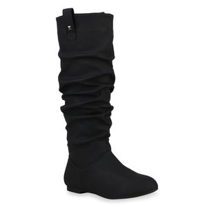 Giralin Damen Schlupfstiefel Warm Gefütterte Stiefel Nieten Winter Schuhe 820242, Farbe: Schwarz, Größe: 42