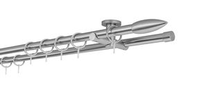 Gardinenstange Maß 20mm Patrone 2-lauf Deckenträger 5,5cm Farbe: Edelstahl-Optik, Größe: 300cm