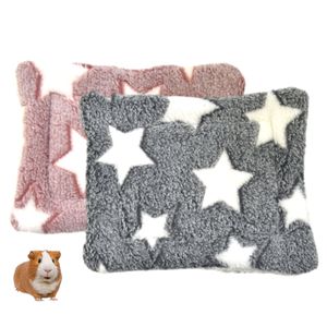 Kleintier Plüschbett,Warme Katze Hundedecke Schlafkissen Pet Pad Flauschige Bett Matte für MeerschweinchenRosa + Grau