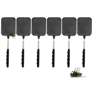 12er XXL Fliegenklatsche Set - ausziehbar & schwarz - Mückenschaber & Fliegenschutz für Insekten, Fliegen, Mücken, Wespen