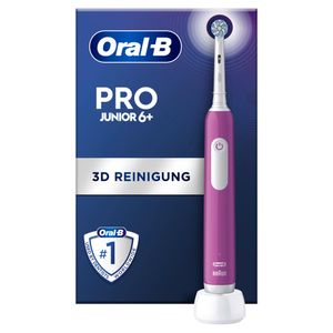 Oral-B Zahnbürste Pro Junior Purple (Integrierter Drucksensor und 2-Minuten Timer, für Kinder ab 6 Jahren, 3 Putzprogramme, Lieferumfang: 1 Handstück, 1 Aufsteckbürste, 1 Ladestation)