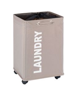 WENKO Wäsche Sammler Quadro Taupe 79 L Korb Box Sack 40x60x33 cm 4 Rollen