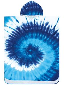 Badeponcho Bademantel mit Wirbel Muster Damen Herren 145x80 cm Badetuch mit Kapuze Surf Poncho Mikrofaser Kuschelig Schnelltrocken