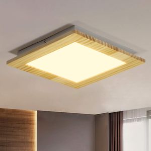 LED Deckenleuchte Wohnzimmer Deckenlampe Holz flach Schlafzimmer Panel Flur innen Beleuchtung eckig 3000K warmweiß