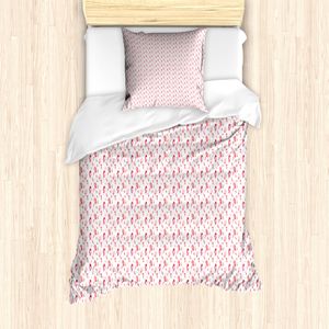ABAKUHAUS Feder Bettbezug Set für Einzelbetten, Aquarell Bohemian, Milbensicher Allergiker geeignet mit Kissenbezug, 135 cm x 200 cm - 80 x 80 cm, Coral und Dark Pink