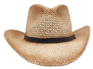 Bogarthut Strohhut mit Hutband aus Leder NEU Cowboyhut Sonnenschutzhut