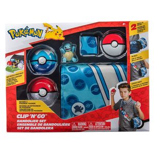 Pokémon Bandolier Set - Pokéball, Tauchball & Schiggy, offizielles Pokémon Set mit Figur 5 cm