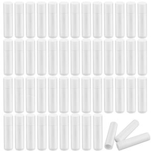 50 Stück Leer Lippenstift, Leer Kunststoff Lippenbalsam Tube Behälter Hülsen mit Kappe Lippenpflegestifte zum Selbstbefüllen(Weiß)