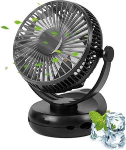 ZMH Mini USB-Ventilator 4 Geschwindigkeiten Akku Leise Clip Fan 10000mAh & 3 In 1 Schwarz, mit LED Licht 360° Drehung