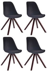 4er Set Stühle HLO-CP8 Samt Square Cappuccino  schwarz