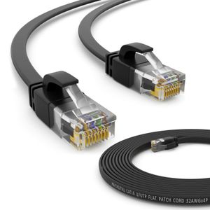 hb-digital 0.25m Patch Kabel CAT 6 Flachkabel bis zu 1000Mbit/s, U/UTP, PVC Mantel flach schwarz