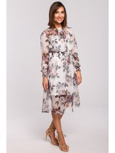 Style Geblümtes Kleid für Frauen Elaides S213 weiß M