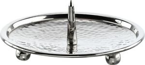 Taufkerzen Dekoteller mit Dorn Messing vernickelt (12cm Innen Durchmesser)