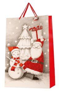 4 Stück XXL Geschenktüte Weihnachtsmann 50 x 72 x 16 cm