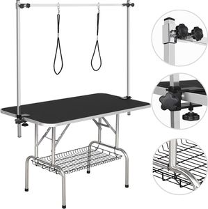 Yaheetech Trimmtisch Tierpflegetisch Schertisch mit Korb höhenverstellbar rutschfester Gummioberfläche Schwarz Yaheetech Trimmtisch Tierpflegetisch Schertisch mit Korb höhenverstellbar rutschfester Gummioberfläche Schwarz