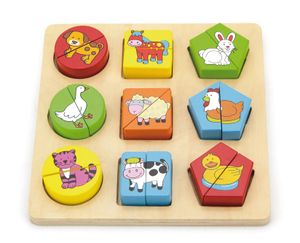 Viga Toys puzzle mit geometrischer Form 20 x 20 cm Holz 18 Teile, Farbe:Multicolor