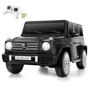 Mercedes-Benz G500 12V Elektro Kinderauto Kinderfahrzeug mit Tür, 4x30 W Motoren, mit Fernbedienung und LED Lichts, Bluetooth-Verbindung, Schwarz