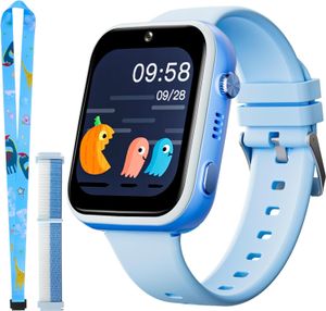 Okyuk T45 Kids 4G GPS Smartwatch: Videoanruf, Messaging, Schulmodus, SOS, Kamera, Schrittzähler für Jungen und Mädchen