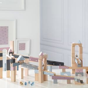roba Kugelbahn, Holzkugelbahn groß, 100-teilig, Murmelbahn, Motorikspielzeug variabel aufbaubar roba Kugelbahn, Holzkugelbahn groß, 100-teilig, Murmelbahn, Motorikspielzeug variabel aufbaubar