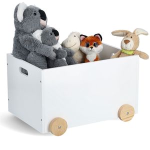 ZELLER PRESENT Kinder-Spielzeugkiste mit Rädern MDF/Kiefer weiß 50x36x30cm