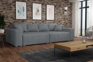 Big Sofa Couchgarnitur REGGIO Megasofa mit Schlaffunktion Stoff Poso Dunkelgrau