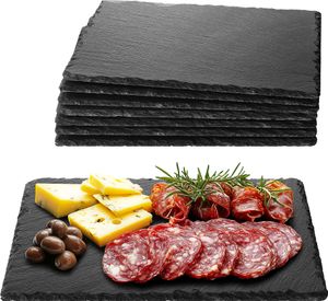 Navaris Schiefer Teller Platzset 8-teilig inkl. Kreide - 30x20cm Schieferplatten 8x Servierplatte - Servierteller Schieferplatte Sushi Geschirr eckig Navaris Schiefer Teller Platzset 8-teilig inkl. Kreide - 30x20cm Schieferplatten 8x Servierplatte - Servierteller Schieferplatte Sushi Geschirr eckig