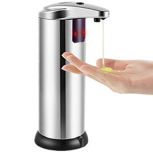 250ml Automatische Seifenspender Edelstahl Infrarot Bewegungssensor Flüssigseifenspender für Badezimmer Küche Hotel (silber)