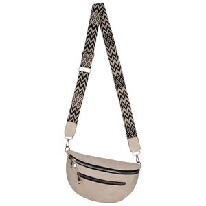 Bauchtasche Umhängetasche Crossbody-Bag Hüfttasche Kunstleder Italy-Design BEIGE
