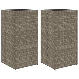 vidaXL Pflanzkübel 2 Stk. Grau 40x40x80 cm Poly Rattan