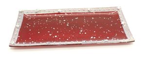 Weihnachts-Teller S 20 x10 cm rot + silber Rand - 1 Stück