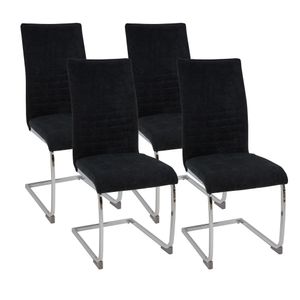 Konzolové stoličky sada 4 ks LUGANO, čierna - jedálenská stolička hojdacia stolička s moderným dizajnom, látkový poťah, hrubé čalúnenie - kuchynská stolička, čalúnená stolička, stolička do jedálne alebo k jedálenskému stolu