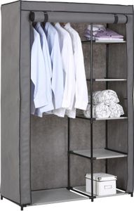 Stoffkleiderschrank Kellerregal Standregal TANJA, mit 5 Regalfächern und Kleiderstange, inkl. Schutzhülle in grau Stoffkleiderschrank Kellerregal Standregal TANJA, mit 5 Regalfächern und Kleiderstange, inkl. Schutzhülle in grau