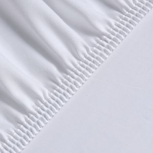 Feinste Mako-Satin Spannbettlaken - Weiß 90x200+32 cm - 100% Reine Ägyptische Merzerisierte Baumwolle, Spannbetttuch Laken