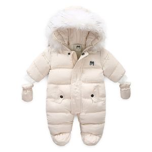 Baby Schneeanzug Fleece Strampler Winter Overalls Säugling Schlafanzug Kleinkind Verdickte Spielanzug （Beige，73cm）