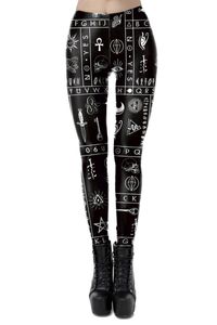 Leggings mit Gothic Symbolen, Farbe: Schwarz, Größe: M
