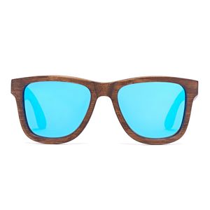 Bonizetti Herren Sonnenbrille Bambus Braun Glasfarbe blau OSLO - 143mm Männer, Sunglasses, Sommer Accessoires, Naturmaterialien