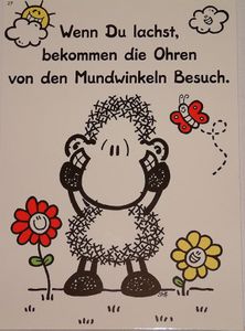 Sheepworld - 50571 - Postkarte, Nr. 27, Schaf, Wenn Du lachst bekommen die Ohren von den Mundwinkeln Besuch, Pappe