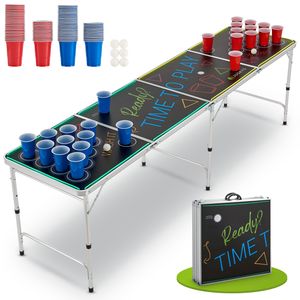 Juskys Beer Pong Tisch - klappbar - Trinkspiel Set inkl. 100 Becher & 6 Bälle