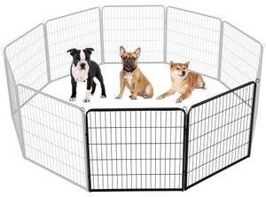 Yaheetech Welpenlaufstall Welpenauslauf 2 eckig je 80 x 80 cm Freilaufgehege Tierlaufstall Hund Zaun Zubehör für Wohnung & Garten