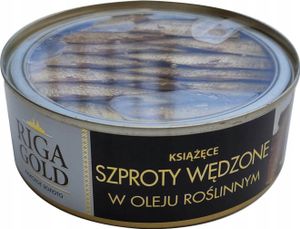 Geräucherte Sprotte in Öl transparenter Deckel Riga Gold 240g